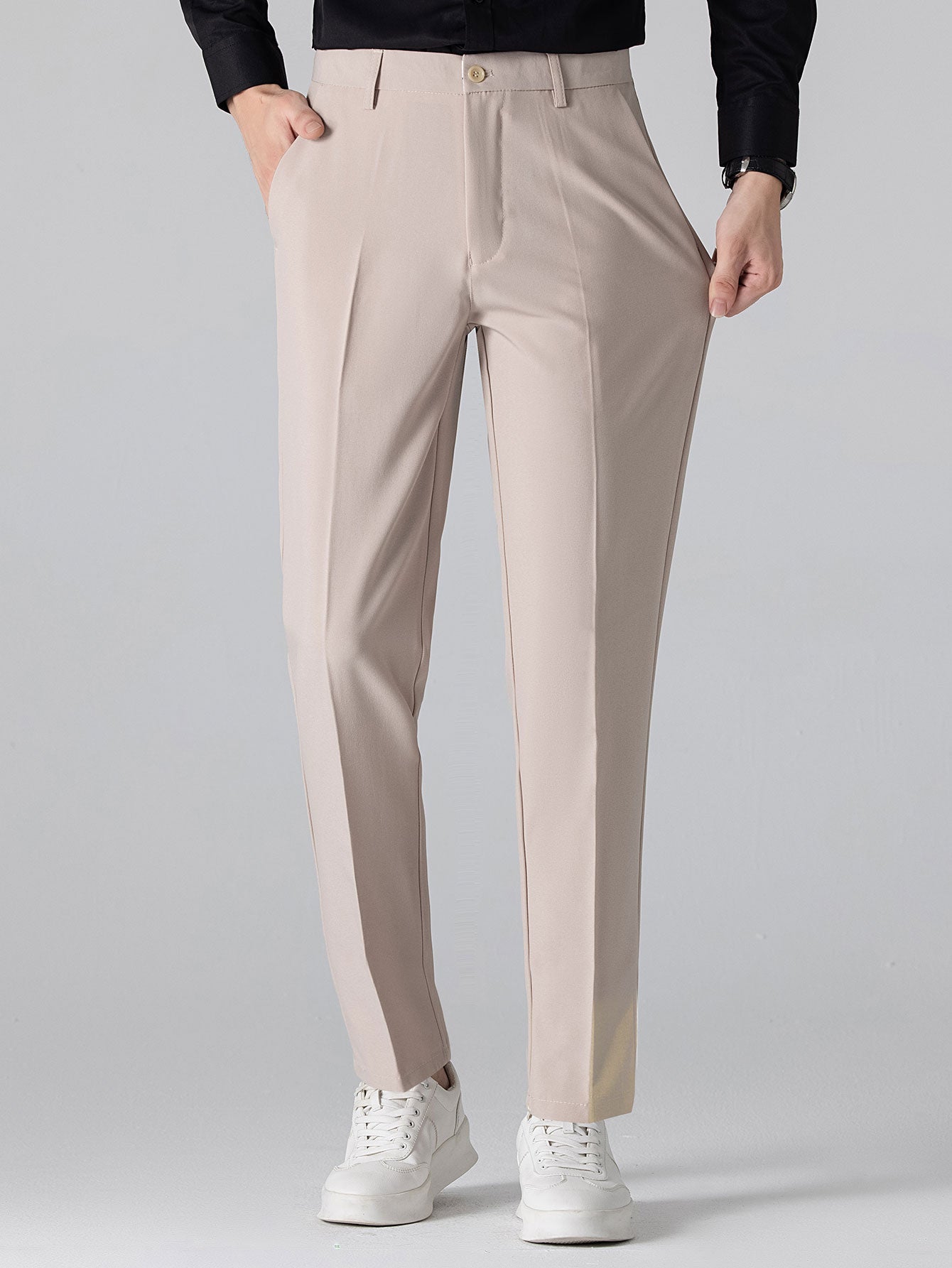 Geometric Knit Shirt & Slim Fit Tapered Trousers