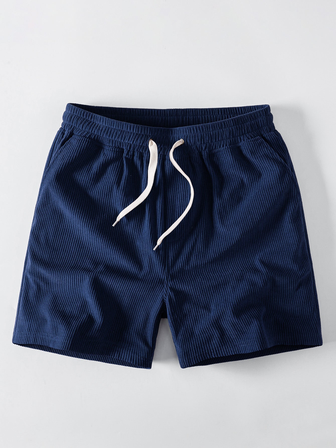 Pink Panther With V Sign Print Contrast Ringer T-Shirt & 5" Drawstring Corduroy Shorts