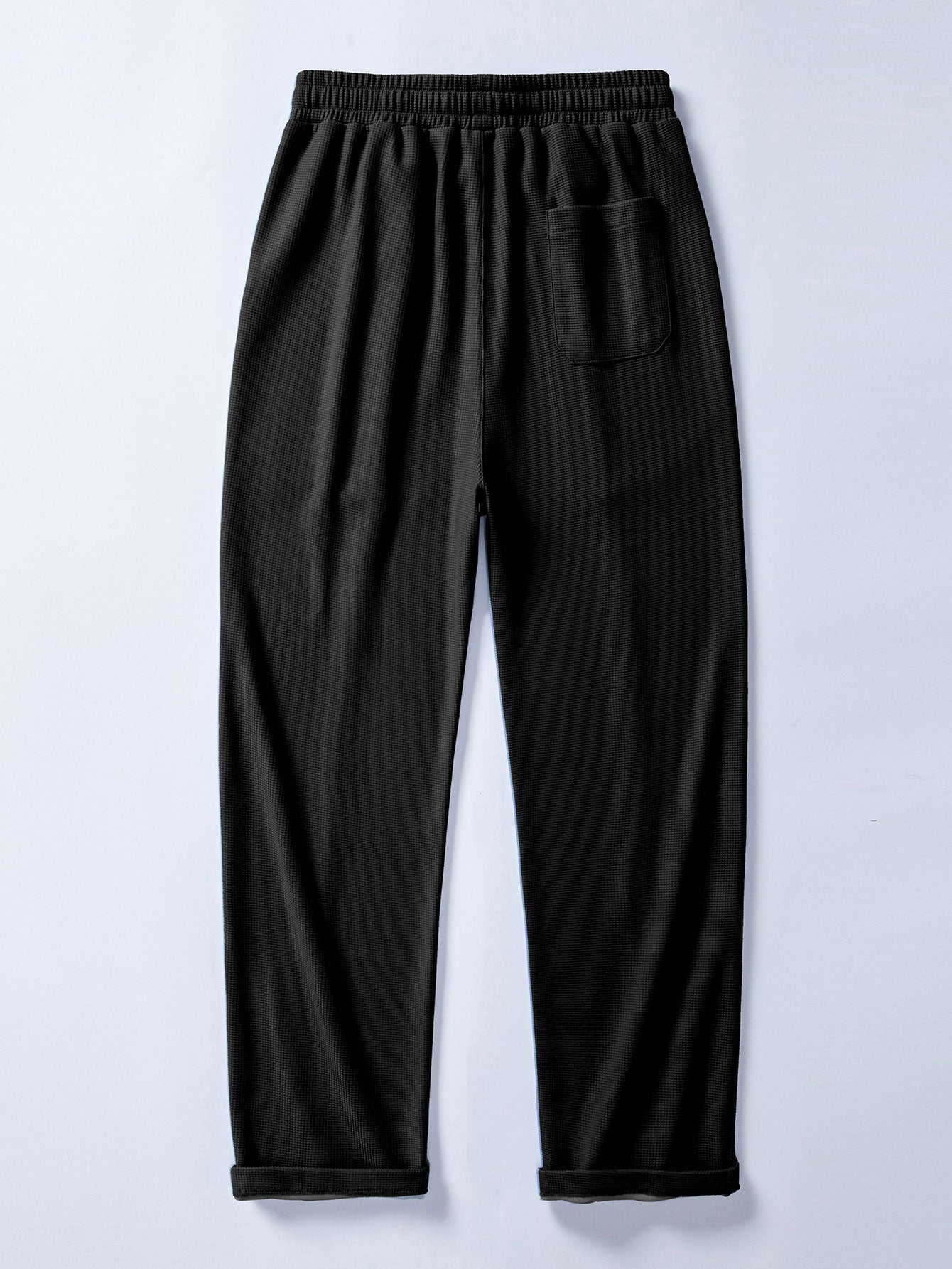 Relax Fit 2 In 1 Notched Collar Waffle T-Shirt & Waffle Pleated Pintuck Straight Leg Pants
