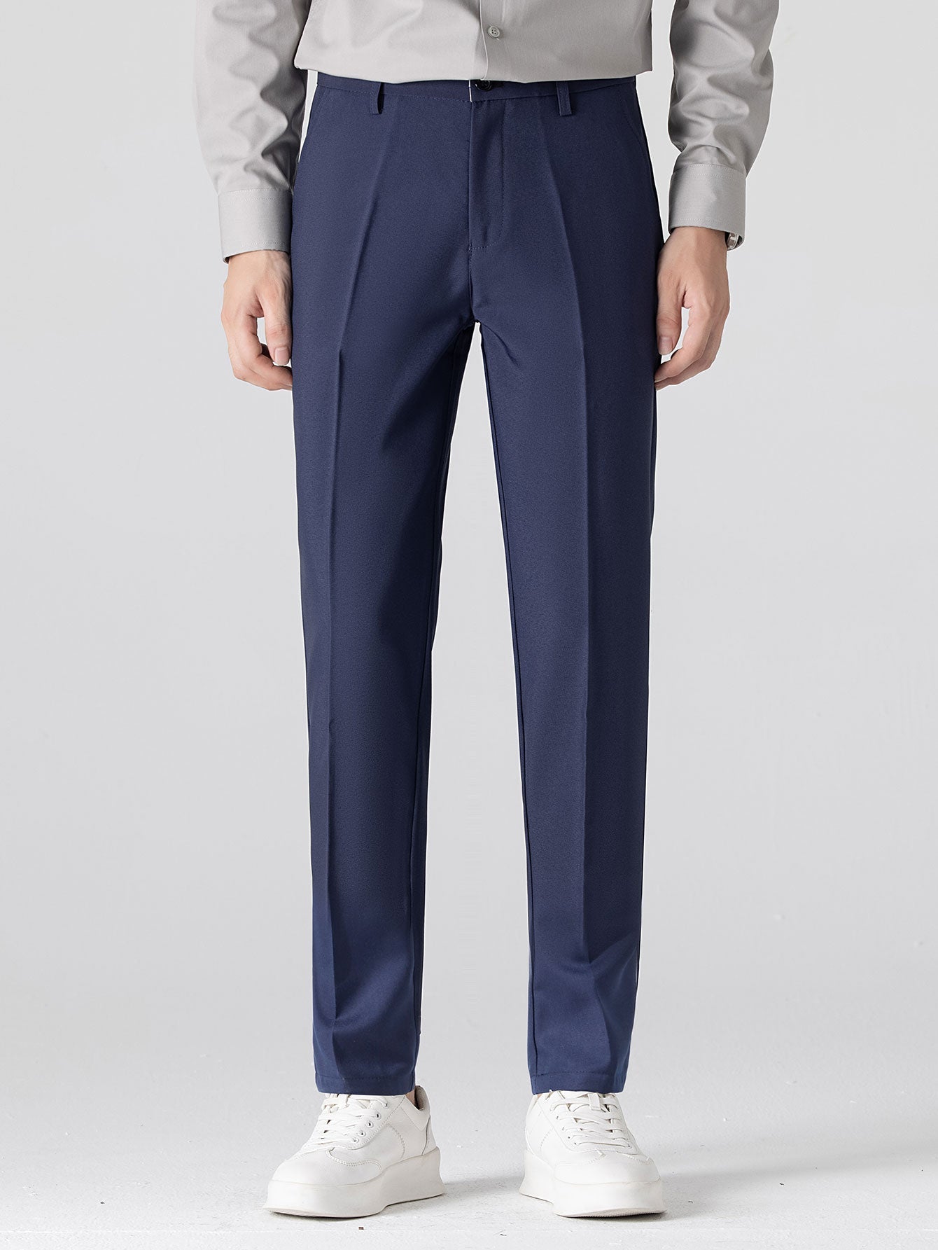 Contrast Knit Waffle Johnny Collar Polo & Slim Fit Tapered Trousers