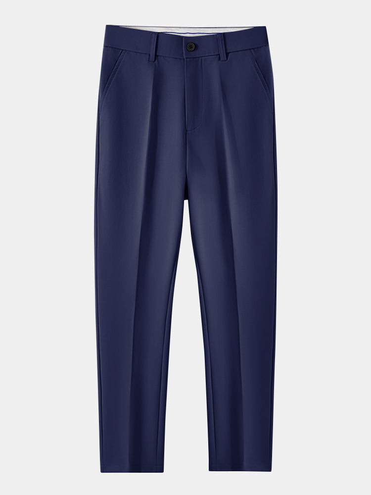 Contrast Trim Ribbed Knit Shirt & Slim Fit Tapered Trousers