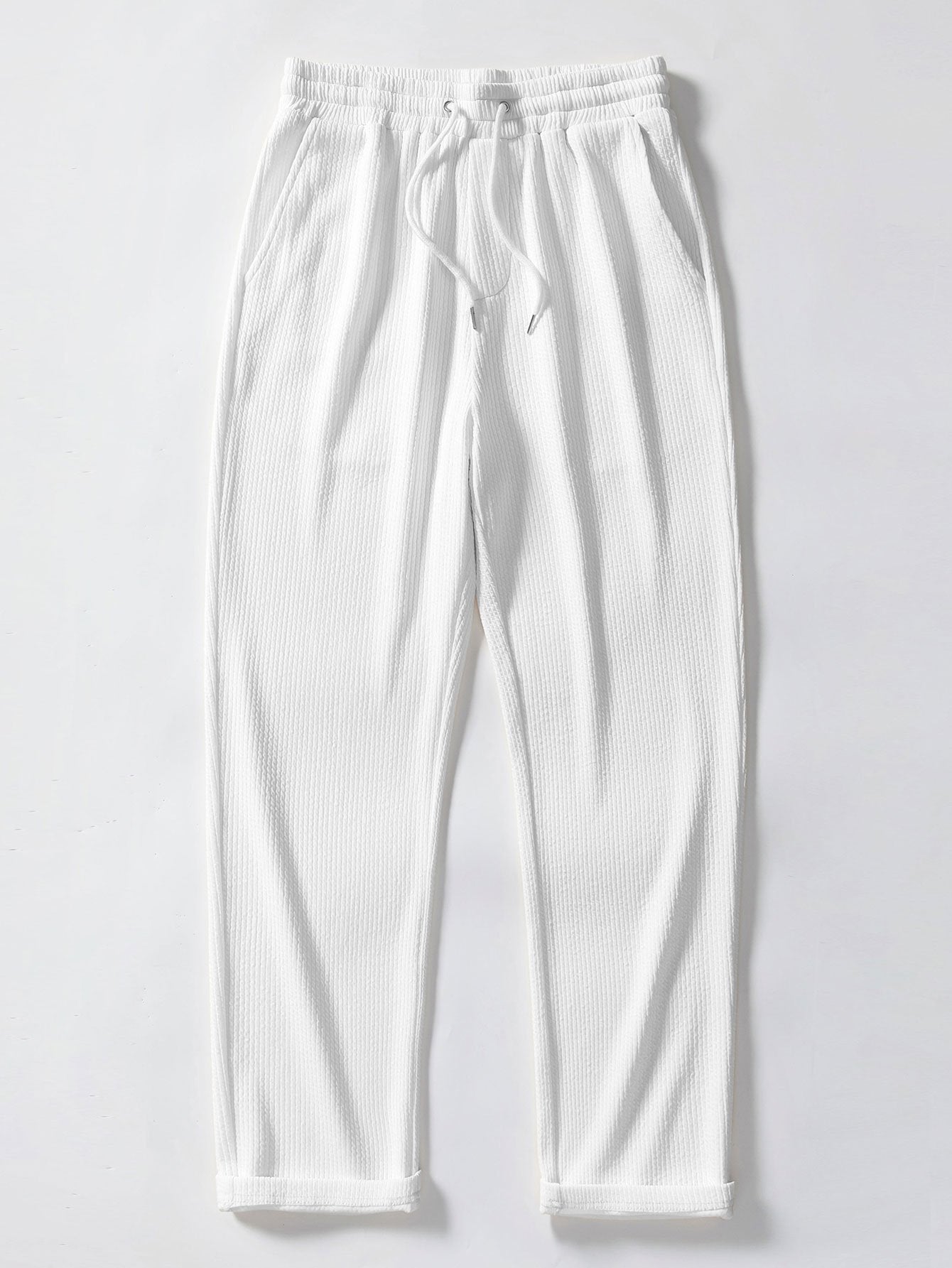 Contrast Geometry Jacquard Knit Polo & Straight Leg Ribbed Pants