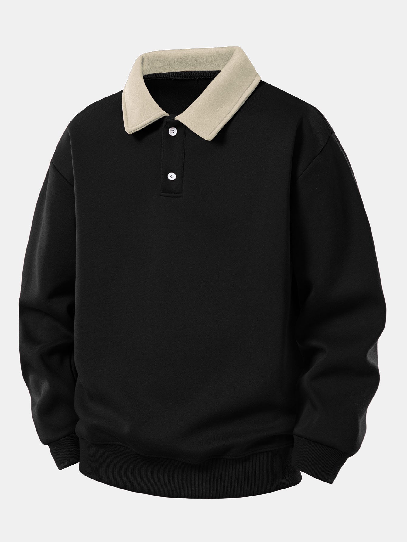 Relax Fit Contrast Polo Sweatshirt & Straight Leg Pleated Pintuck Sweatpants