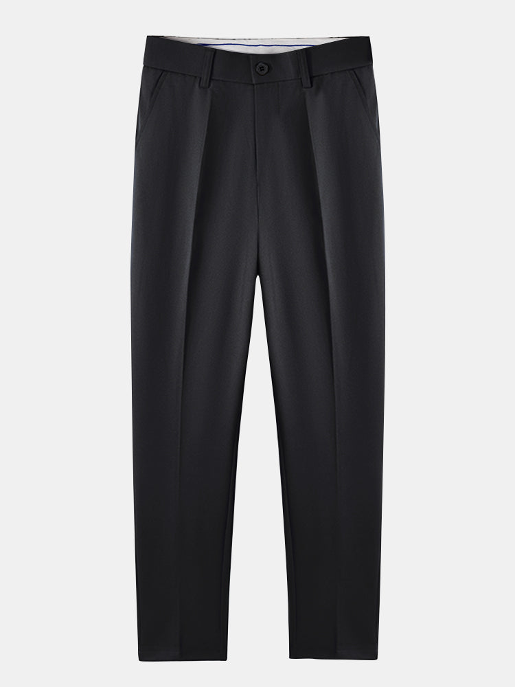 Contrast Textured Johnny Collar Knit Polo & Slim Fit Tapered Trousers