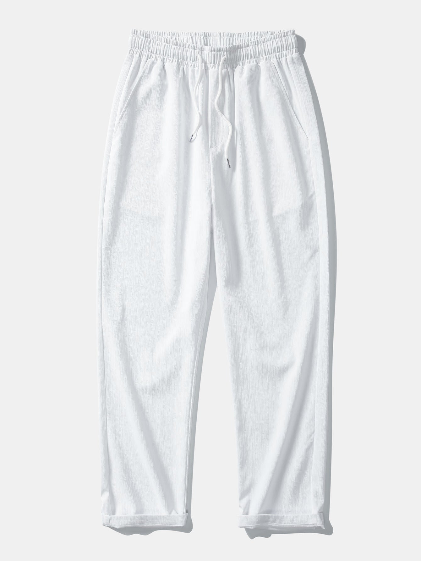 Crinkled Textured Button Up Shirt & Straight Leg Pants