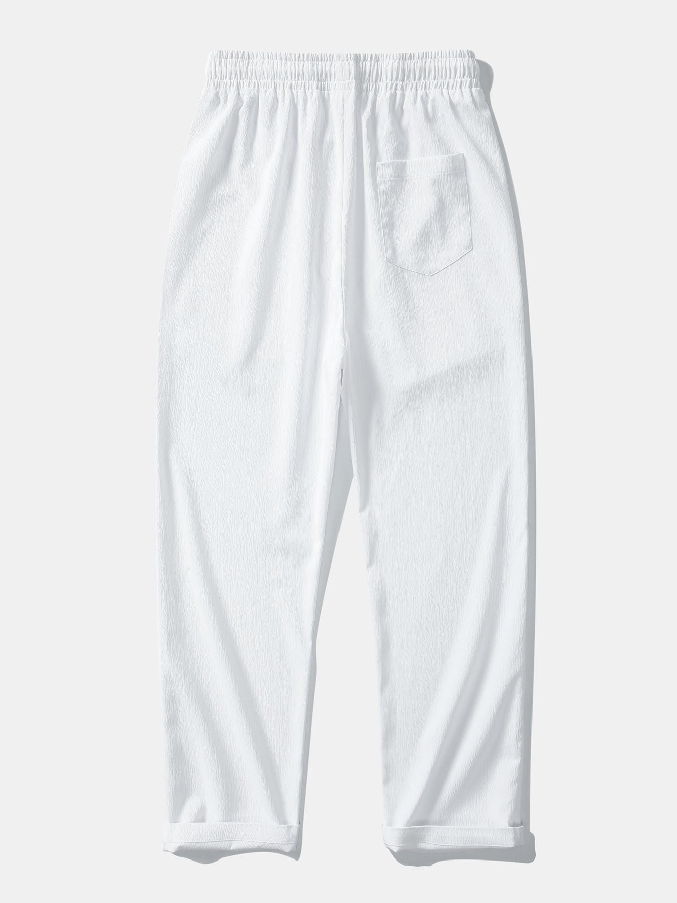 Contrast Textured Johnny Collar Knit Polo & Crinkle Textured Straight Leg Pants