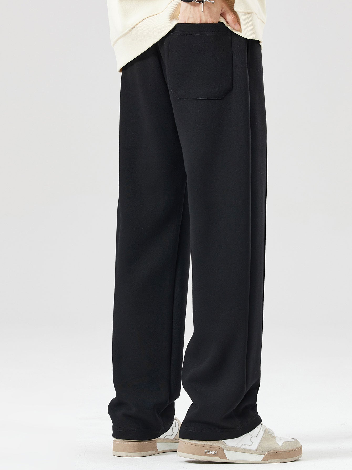 Relax Fit Color Block Patchwork Polo Sweatshirt & Straight Leg Pleated Pintuck Sweatpants